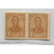 ARGENTINA 1908 GJ 276b PAREJA DE ESTAMPILLAS NUEVAS CON GOMA VARIEDAD CON Y SIN FILIGRANA U$ 10